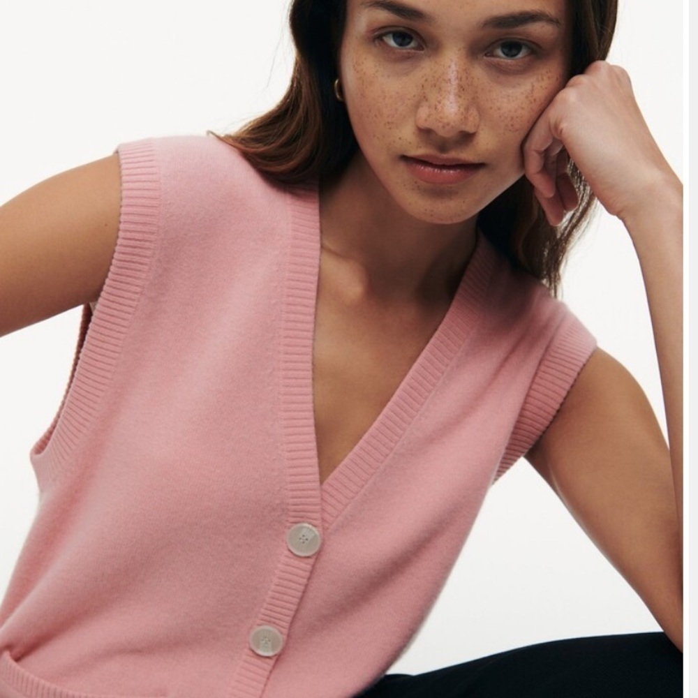 Naadam 100% Cashmere Pink Button Front Sweater Vest Small